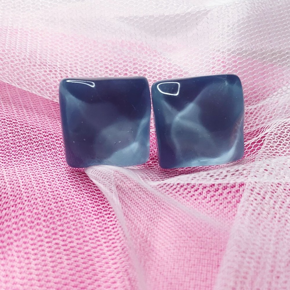 Blue square studs